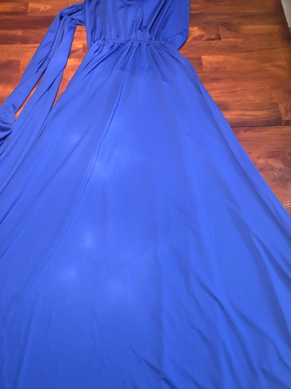Cobalt Blue Long Sleeve Maxi Dress with Gathered Waist